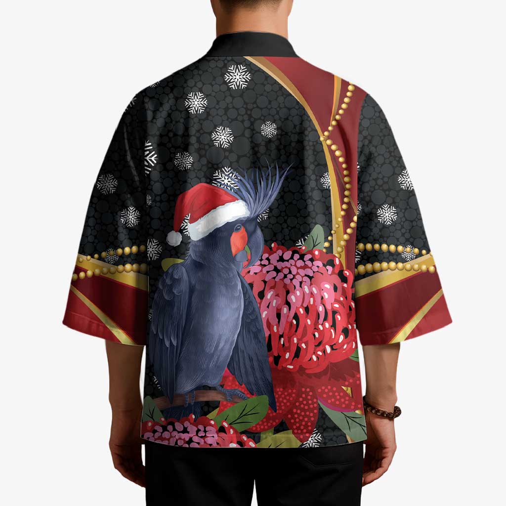 Australia Palm Cockatoo Christmas Kimono Probosciger Aterrimus Waratah Merry Chrissie - Aussie Hoodie