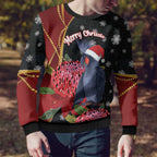 Australia Palm Cockatoo Christmas Ugly Christmas Sweater Probosciger Aterrimus Waratah Merry Chrissie - Aussie Hoodie