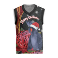 Australia Palm Cockatoo Christmas Knitted V-Neck Vest Probosciger Aterrimus Waratah Merry Chrissie - Aussie Hoodie