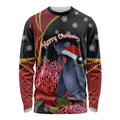 Australia Palm Cockatoo Christmas Long Sleeve Shirt Probosciger Aterrimus Waratah Merry Chrissie - Aussie Hoodie