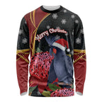 Australia Palm Cockatoo Christmas Long Sleeve Shirt Probosciger Aterrimus Waratah Merry Chrissie - Aussie Hoodie