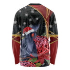 Australia Palm Cockatoo Christmas Long Sleeve Shirt Probosciger Aterrimus Waratah Merry Chrissie - Aussie Hoodie
