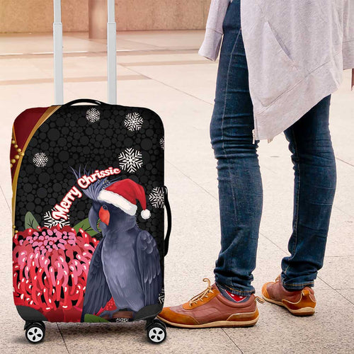 Australia Palm Cockatoo Christmas Luggage Cover Probosciger Aterrimus Waratah Merry Chrissie - Aussie Hoodie