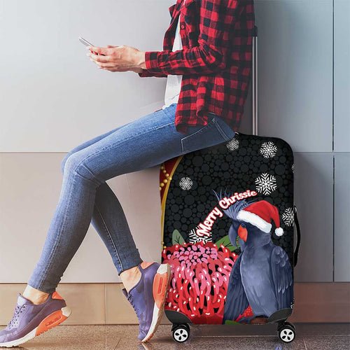 Australia Palm Cockatoo Christmas Luggage Cover Probosciger Aterrimus Waratah Merry Chrissie - Aussie Hoodie
