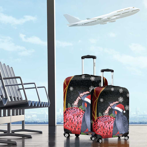 Australia Palm Cockatoo Christmas Luggage Cover Probosciger Aterrimus Waratah Merry Chrissie - Aussie Hoodie