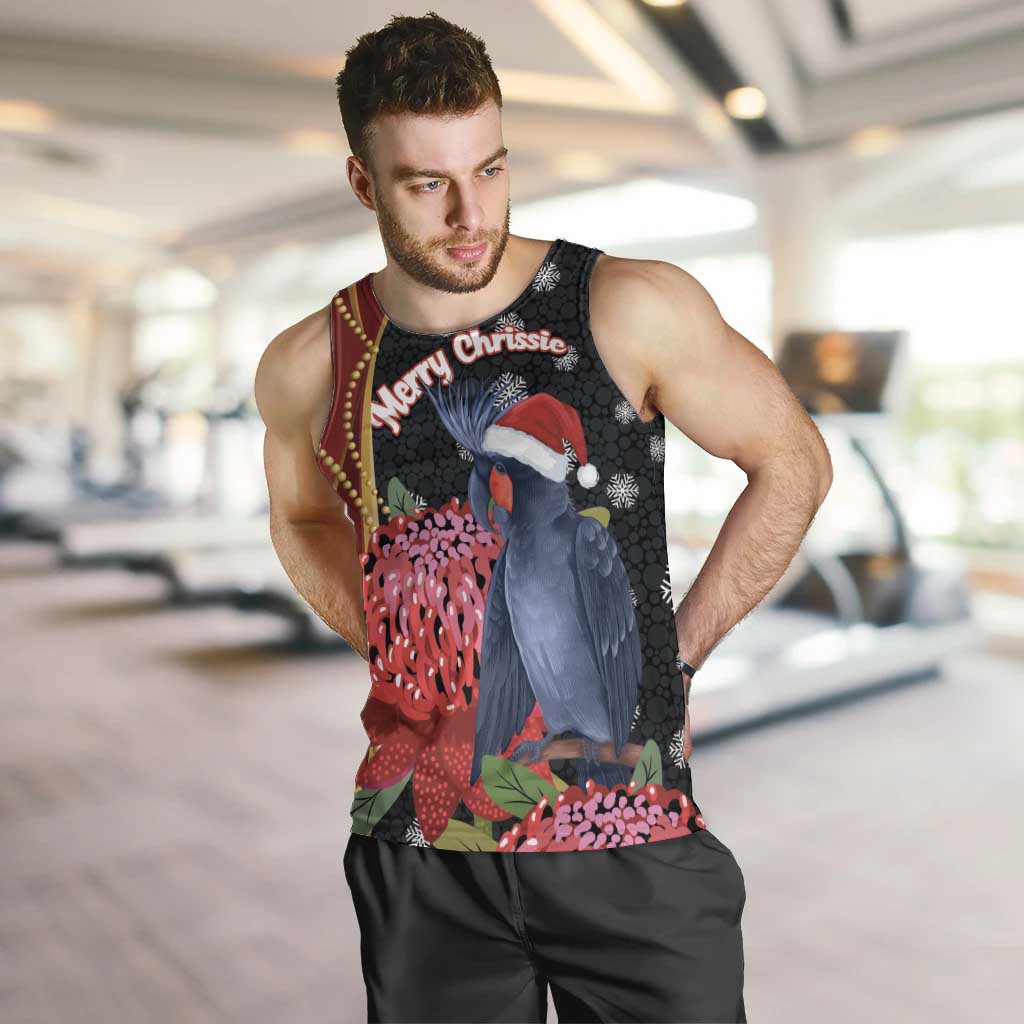 Australia Palm Cockatoo Christmas Men Tank Top Probosciger Aterrimus Waratah Merry Chrissie - Aussie Hoodie