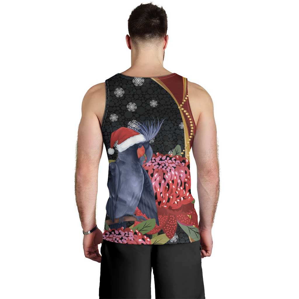 Australia Palm Cockatoo Christmas Men Tank Top Probosciger Aterrimus Waratah Merry Chrissie - Aussie Hoodie