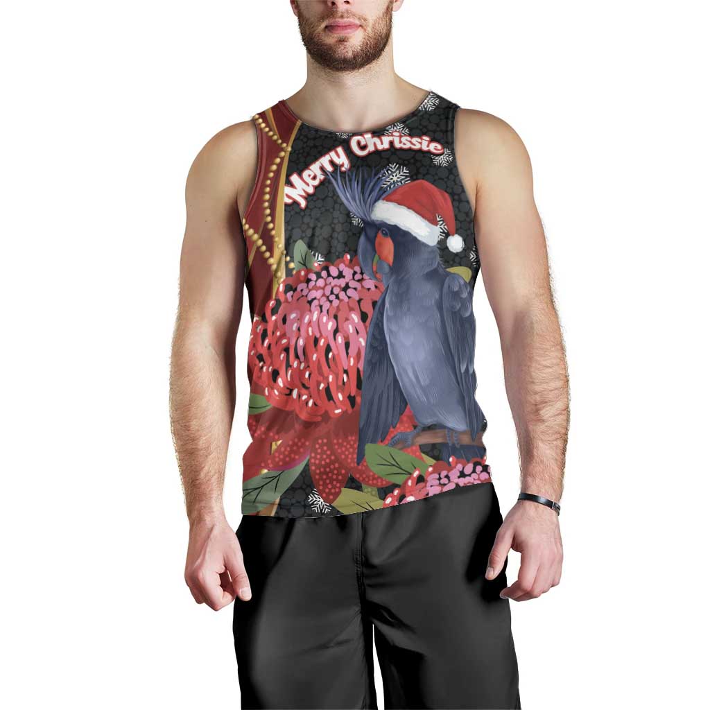 Australia Palm Cockatoo Christmas Men Tank Top Probosciger Aterrimus Waratah Merry Chrissie - Aussie Hoodie