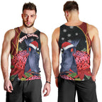 Australia Palm Cockatoo Christmas Men Tank Top Probosciger Aterrimus Waratah Merry Chrissie - Aussie Hoodie