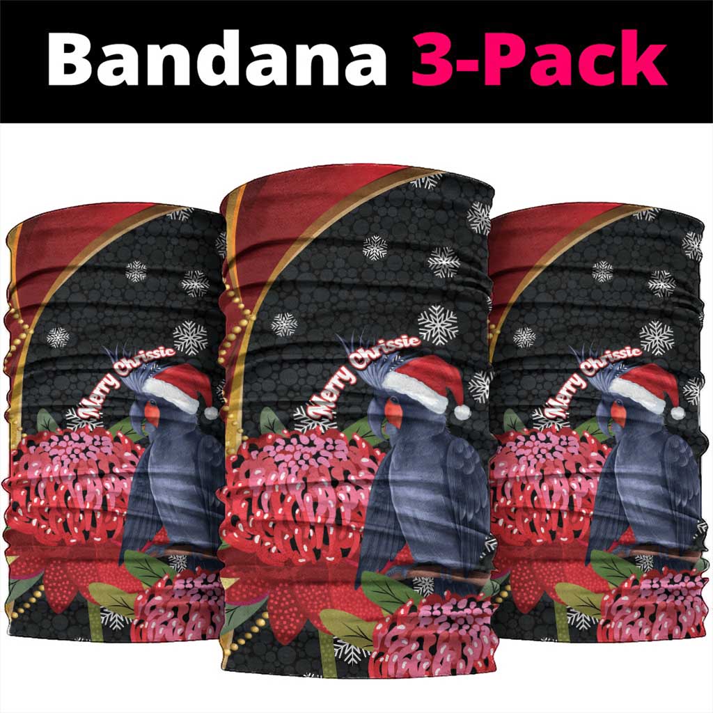 Australia Palm Cockatoo Christmas Neck Gaiter Probosciger Aterrimus Waratah Merry Chrissie - Aussie Hoodie