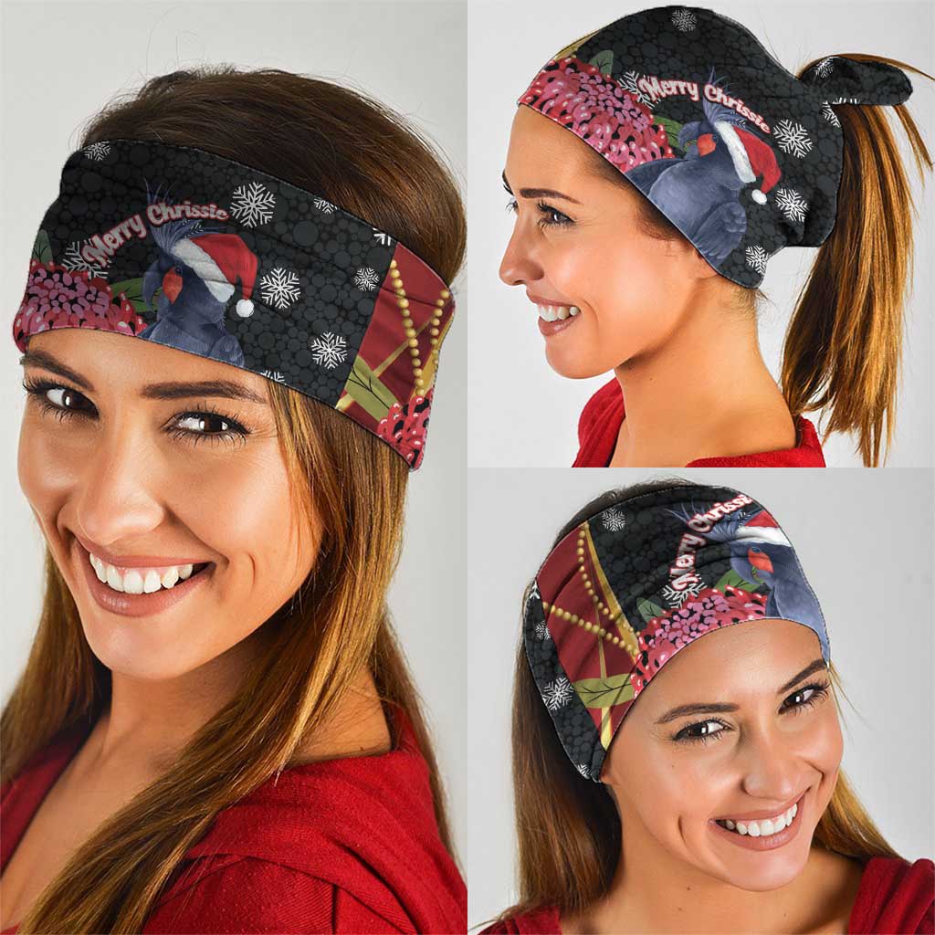 Australia Palm Cockatoo Christmas Neck Gaiter Probosciger Aterrimus Waratah Merry Chrissie - Aussie Hoodie
