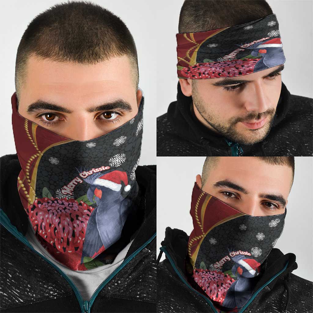 Australia Palm Cockatoo Christmas Neck Gaiter Probosciger Aterrimus Waratah Merry Chrissie - Aussie Hoodie