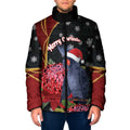 Australia Palm Cockatoo Christmas Padded Jacket Probosciger Aterrimus Waratah Merry Chrissie - Aussie Hoodie