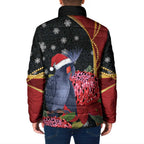 Australia Palm Cockatoo Christmas Padded Jacket Probosciger Aterrimus Waratah Merry Chrissie - Aussie Hoodie