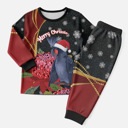 Australia Palm Cockatoo Christmas Pajama Set Probosciger Aterrimus Waratah Merry Chrissie - Aussie Hoodie