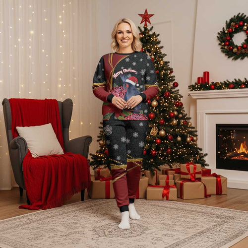 Australia Palm Cockatoo Christmas Pajama Set Probosciger Aterrimus Waratah Merry Chrissie - Aussie Hoodie