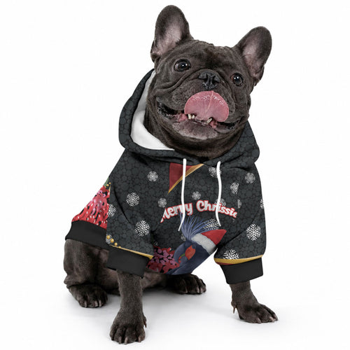 Australia Palm Cockatoo Christmas Pet Hoodie Probosciger Aterrimus Waratah Merry Chrissie
