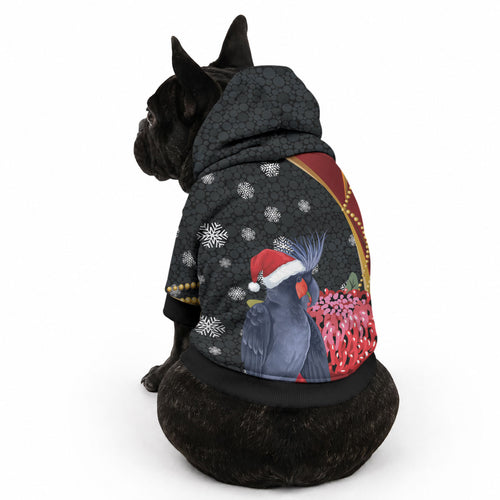 Australia Palm Cockatoo Christmas Pet Hoodie Probosciger Aterrimus Waratah Merry Chrissie