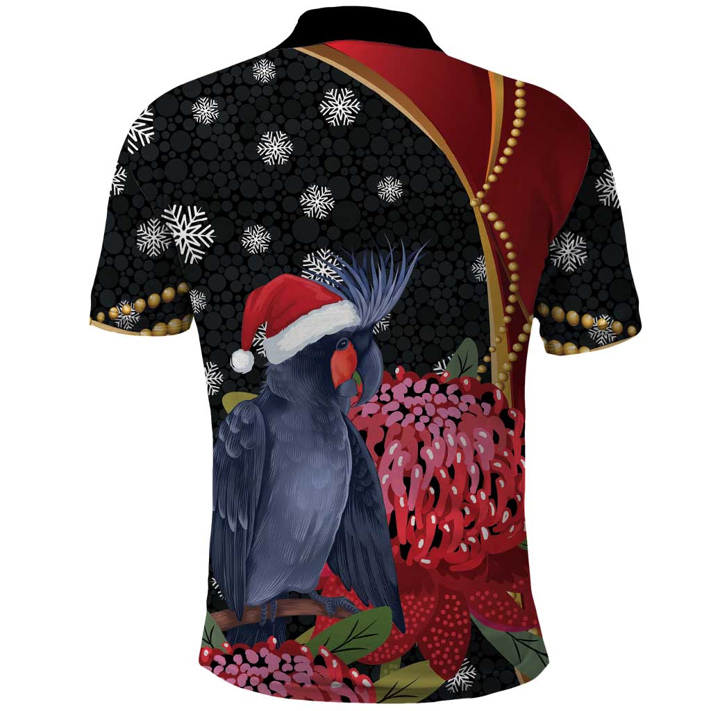 Australia Palm Cockatoo Christmas Polo Shirt Probosciger Aterrimus Waratah Merry Chrissie - Aussie Hoodie