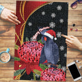 Australia Palm Cockatoo Christmas Puzzle Probosciger Aterrimus Waratah Merry Chrissie - Aussie Hoodie