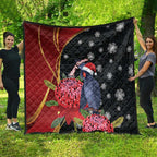 Australia Palm Cockatoo Christmas Quilt Probosciger Aterrimus Waratah Merry Chrissie - Aussie Hoodie