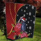 Australia Palm Cockatoo Christmas Quilt Probosciger Aterrimus Waratah Merry Chrissie - Aussie Hoodie