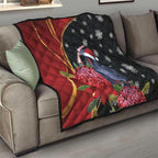 Australia Palm Cockatoo Christmas Quilt Probosciger Aterrimus Waratah Merry Chrissie - Aussie Hoodie