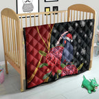 Australia Palm Cockatoo Christmas Quilt Probosciger Aterrimus Waratah Merry Chrissie - Aussie Hoodie