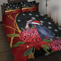 Australia Palm Cockatoo Christmas Quilt Bed Set Probosciger Aterrimus Waratah Merry Chrissie - Aussie Hoodie
