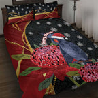 Australia Palm Cockatoo Christmas Quilt Bed Set Probosciger Aterrimus Waratah Merry Chrissie - Aussie Hoodie