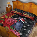 Australia Palm Cockatoo Christmas Quilt Bed Set Probosciger Aterrimus Waratah Merry Chrissie - Aussie Hoodie