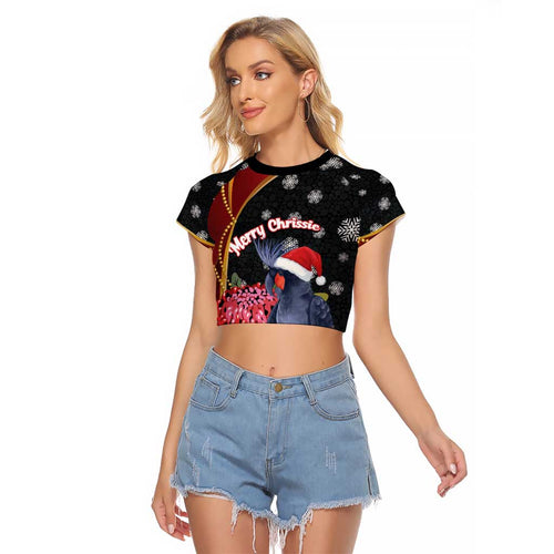 Australia Palm Cockatoo Christmas Raglan Cropped T Shirt Probosciger Aterrimus Waratah Merry Chrissie - Aussie Hoodie