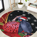 Australia Palm Cockatoo Christmas Round Carpet Probosciger Aterrimus Waratah Merry Chrissie - Aussie Hoodie