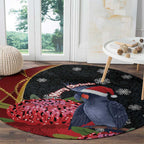 Australia Palm Cockatoo Christmas Round Carpet Probosciger Aterrimus Waratah Merry Chrissie - Aussie Hoodie