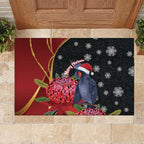 Australia Palm Cockatoo Christmas Rubber Doormat Probosciger Aterrimus Waratah Merry Chrissie - Aussie Hoodie
