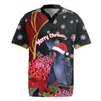 Australia Palm Cockatoo Christmas Rugby Jersey Probosciger Aterrimus Waratah Merry Chrissie - Aussie Hoodie