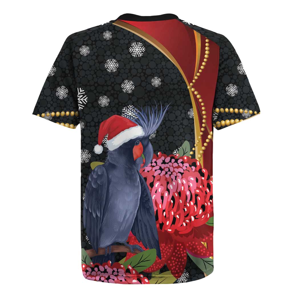 Australia Palm Cockatoo Christmas Rugby Jersey Probosciger Aterrimus Waratah Merry Chrissie - Aussie Hoodie