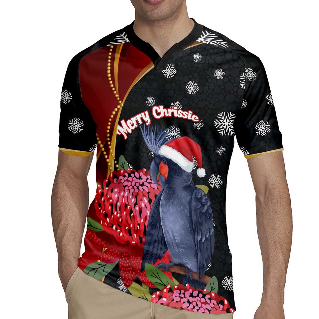 Australia Palm Cockatoo Christmas Rugby Jersey Probosciger Aterrimus Waratah Merry Chrissie - Aussie Hoodie