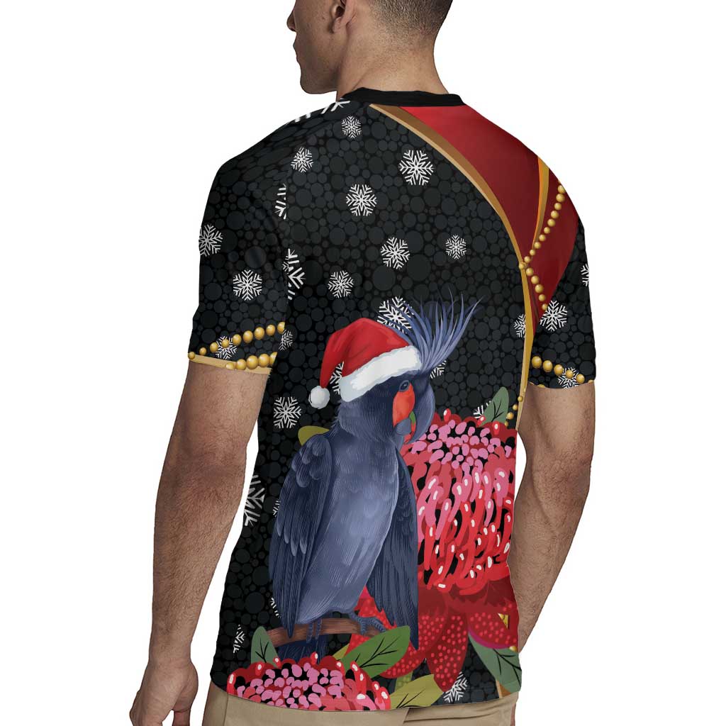Australia Palm Cockatoo Christmas Rugby Jersey Probosciger Aterrimus Waratah Merry Chrissie - Aussie Hoodie