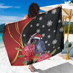 Australia Palm Cockatoo Christmas Sarong Probosciger Aterrimus Waratah Merry Chrissie - Aussie Hoodie