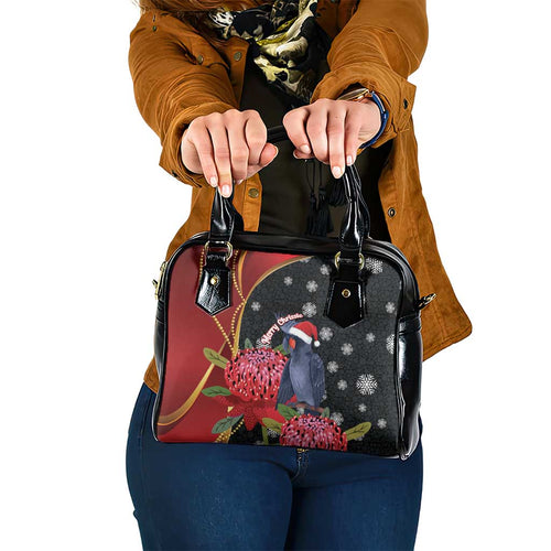 Australia Palm Cockatoo Christmas Shoulder Handbag Probosciger Aterrimus Waratah Merry Chrissie - Aussie Hoodie