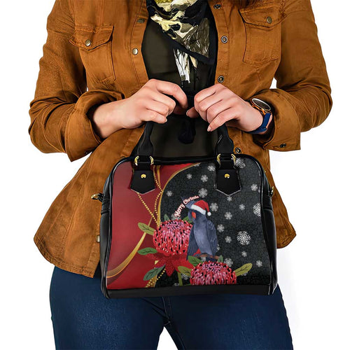 Australia Palm Cockatoo Christmas Shoulder Handbag Probosciger Aterrimus Waratah Merry Chrissie - Aussie Hoodie
