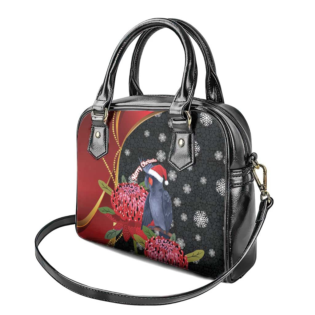 Australia Palm Cockatoo Christmas Shoulder Handbag Probosciger Aterrimus Waratah Merry Chrissie - Aussie Hoodie