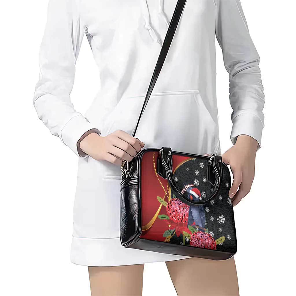 Australia Palm Cockatoo Christmas Shoulder Handbag Probosciger Aterrimus Waratah Merry Chrissie - Aussie Hoodie