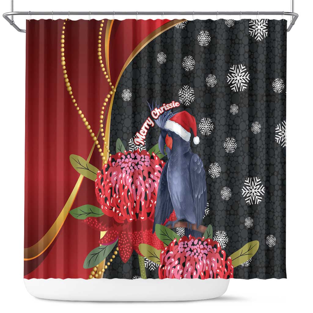Australia Palm Cockatoo Christmas Shower Curtain Probosciger Aterrimus Waratah Merry Chrissie - Aussie Hoodie