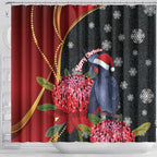 Australia Palm Cockatoo Christmas Shower Curtain Probosciger Aterrimus Waratah Merry Chrissie - Aussie Hoodie