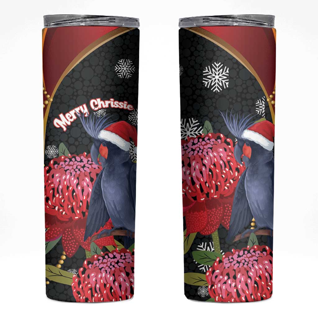 Australia Palm Cockatoo Christmas Skinny Tumbler Probosciger Aterrimus Waratah Merry Chrissie - Aussie Hoodie