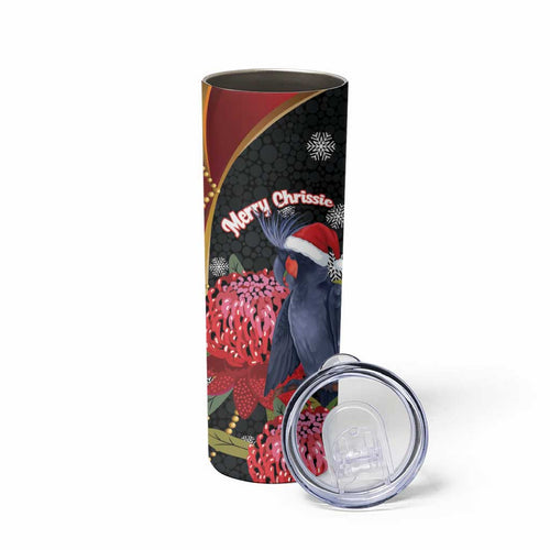 Australia Palm Cockatoo Christmas Skinny Tumbler Probosciger Aterrimus Waratah Merry Chrissie - Aussie Hoodie