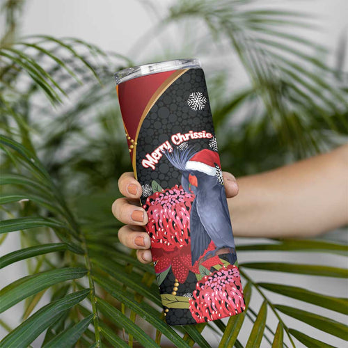 Australia Palm Cockatoo Christmas Skinny Tumbler Probosciger Aterrimus Waratah Merry Chrissie - Aussie Hoodie