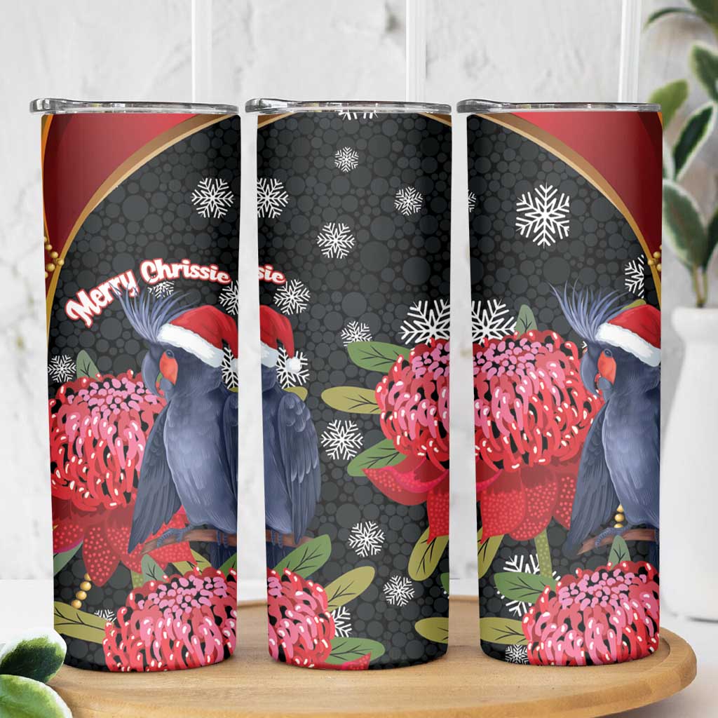 Australia Palm Cockatoo Christmas Skinny Tumbler Probosciger Aterrimus Waratah Merry Chrissie - Aussie Hoodie